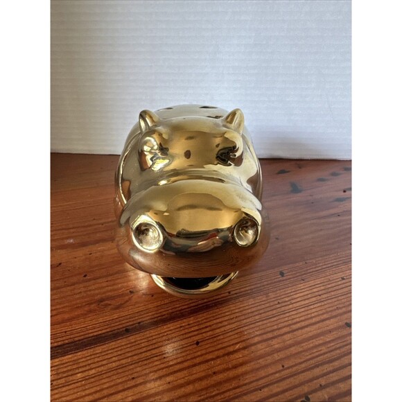 Gold & Shiny Ceramic House Hippo - Picture 3 of 12